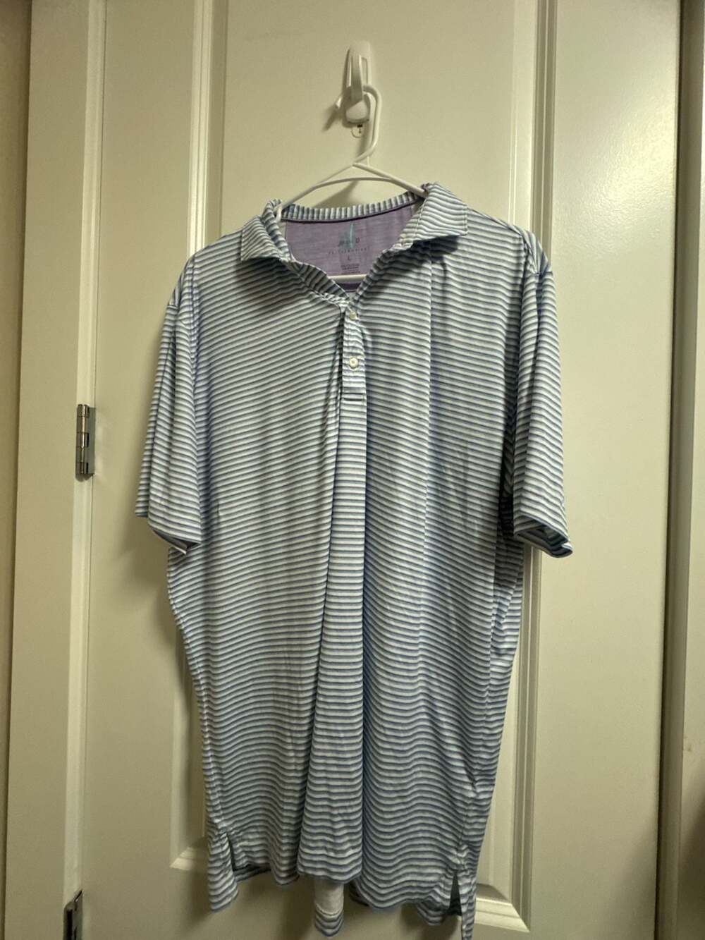 Johnnie-O Performance Golf Polo Size L Blue Striped